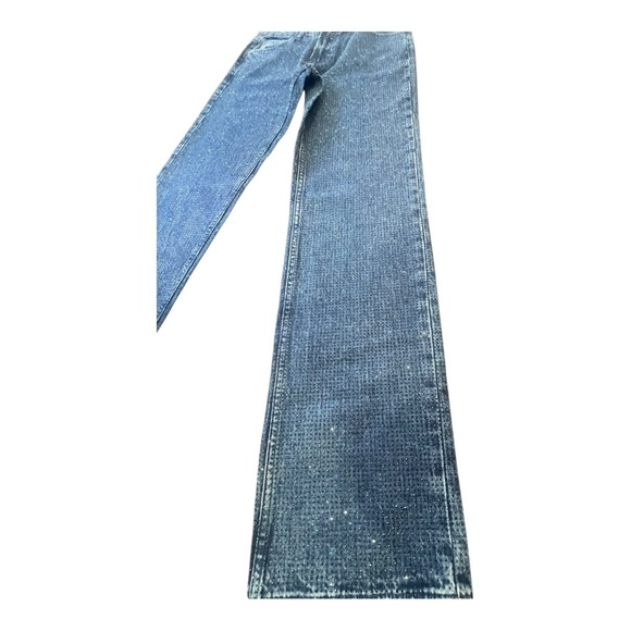 N.W.O.T Zara Beaded Denim Jeans Shiny Blue Women’s Size 8 - Picture 3 of 10